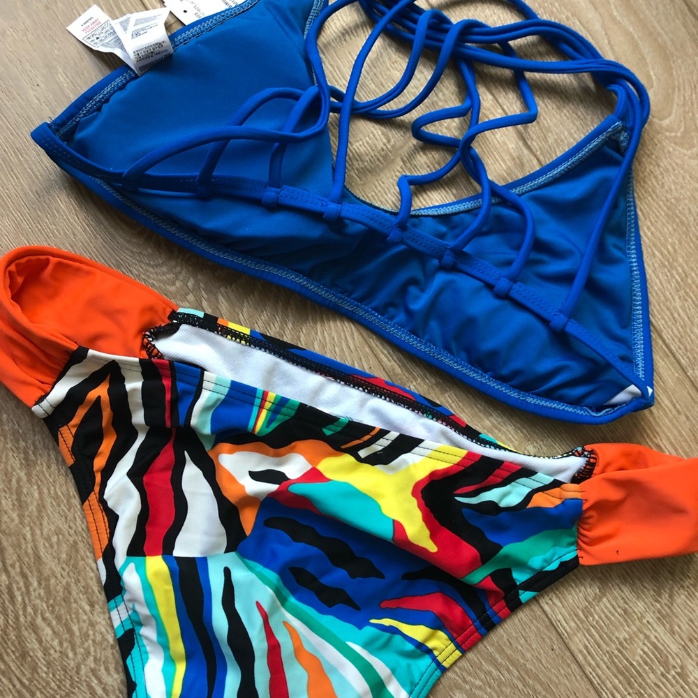 Turquoise blue and orange L large bikini